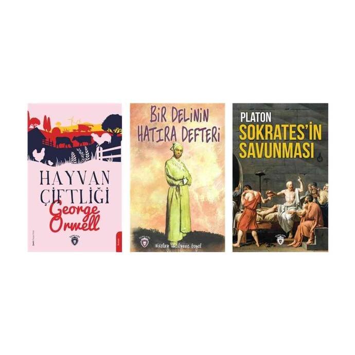 3 Kitap / Sokrates'in Savunması - Bir Delinin Hatıra Defteri - Hayvan Çiftliği - 1