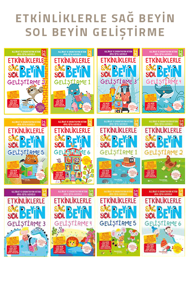 Etkinliklerle Sağ Beyin Sol Beyin Geliştirme (3-4-5-6 Yaş) 12'li Set - 1