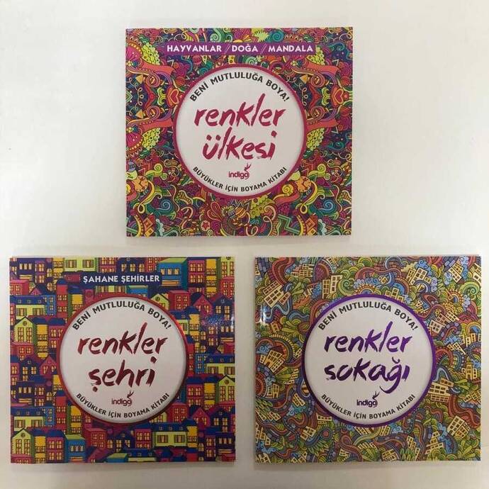 İndigo Büyükler İçin Boyama Kitabı Seti 3 Kitap Mandala - 1